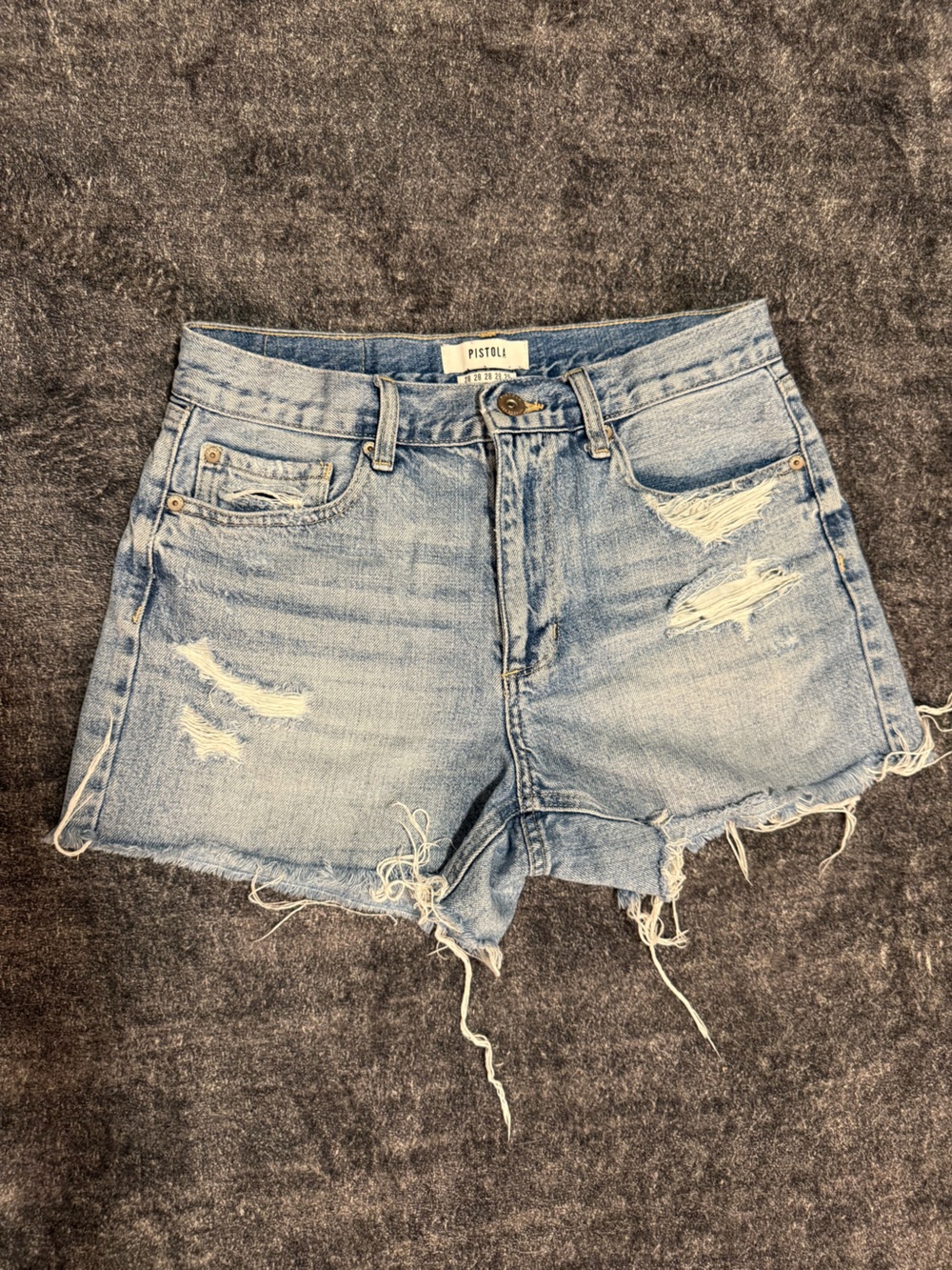 pistola Light Wash Distressed Denim Cutoff Shorts